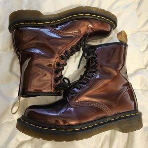 Dr. Martens 1460 Chrome Size 6 Metallic Burgundy Ankle Combat Boots Vegan